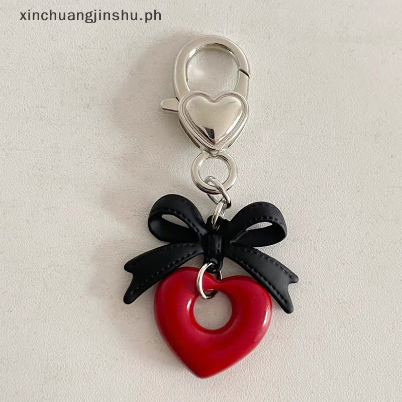 XIN Y2K Aesthetic Bow Heart Keychain Cute Vintage Bowknot Keyring Car ...