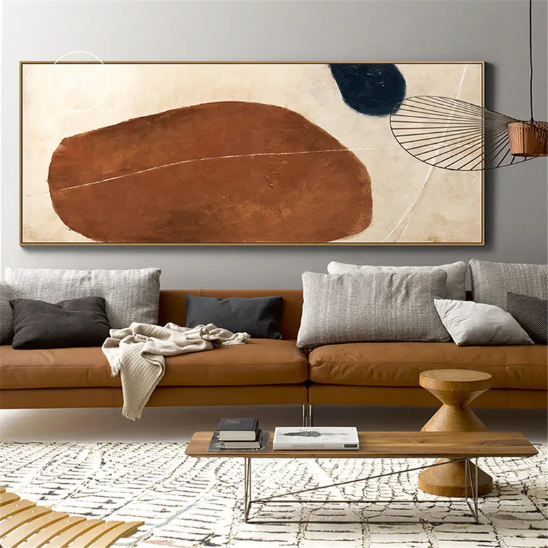 Morandi Geometry Color Block Canvas Painting Nordic Long Wall Art ...