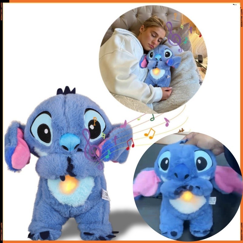 Disney Stitch Baby Breathing Bear Plush Soothing Otter Soothing Music ...