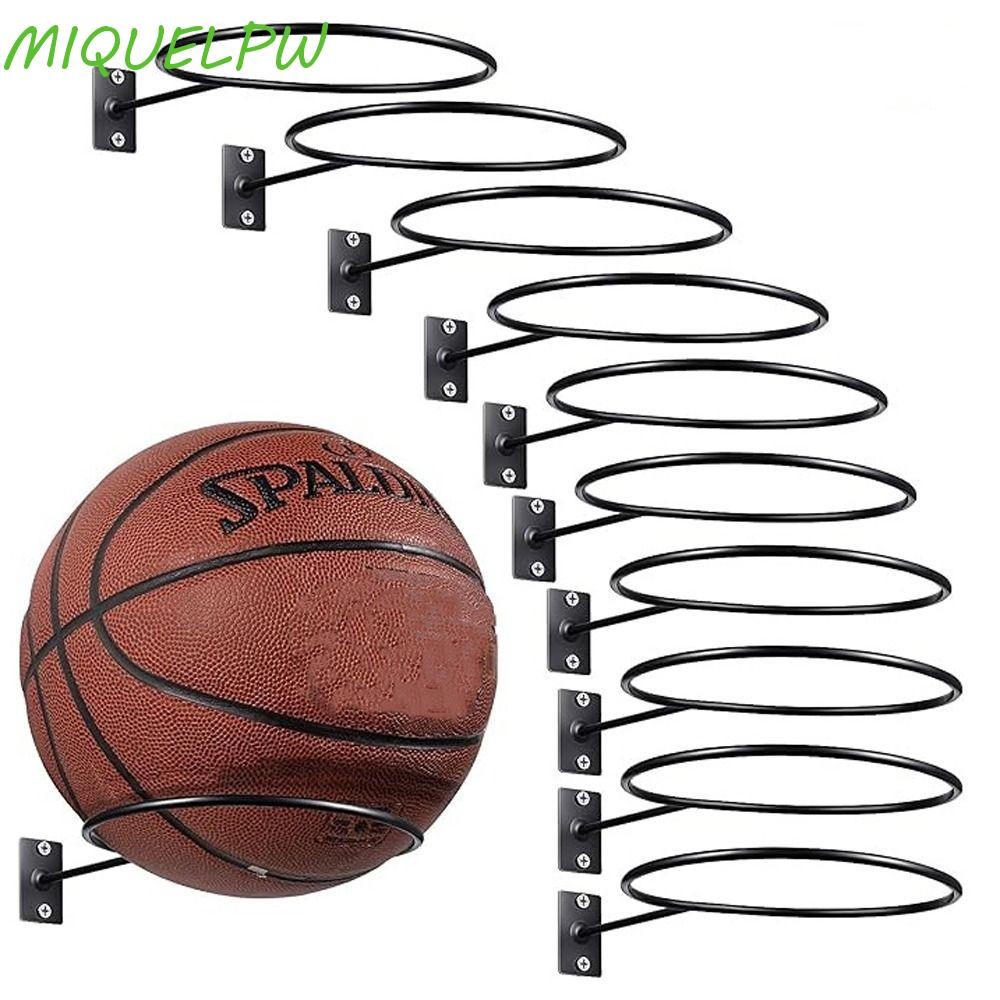 MIQUELPW Basketball Rack, Wall Mounted Wrought Iron Football Display ...