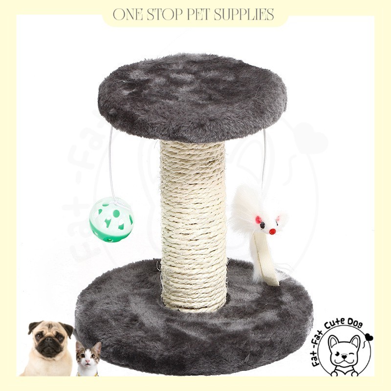 Cat Post Scratching Post Carpeted Natural Sisal Tower and Plush Ball ...