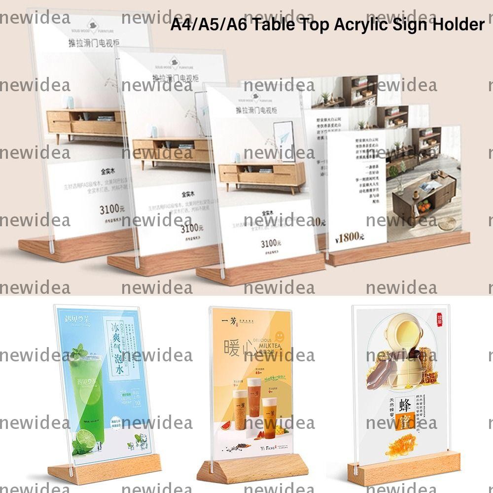 NEWIDEA Menu Display Stand, Acrylic A4/A5/A6 Table Top Sign Holder ...