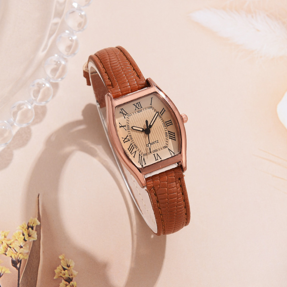 Casual Plain Basic Watch Ladies Quartz Watch Barrel-Shaped Belt Watch ...