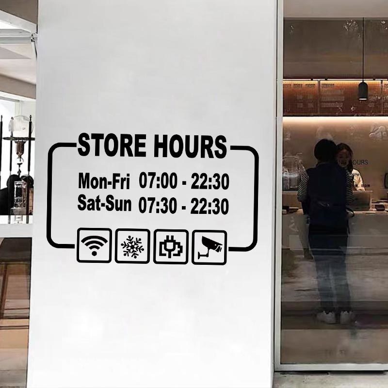 Store store hours Business Hour Stickers Cafe Milk Tea Shop Bar ...