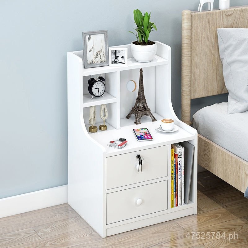Lockable Bedside Table Simple Modern Easy Storage Rack Mini Small ...
