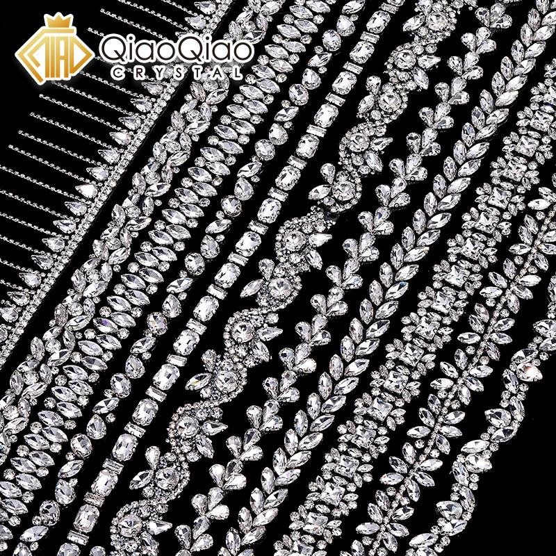 QIAO Hot-fix 1 Yard Irregular Crystal Rhinestone Trim DIY Iron-On ...