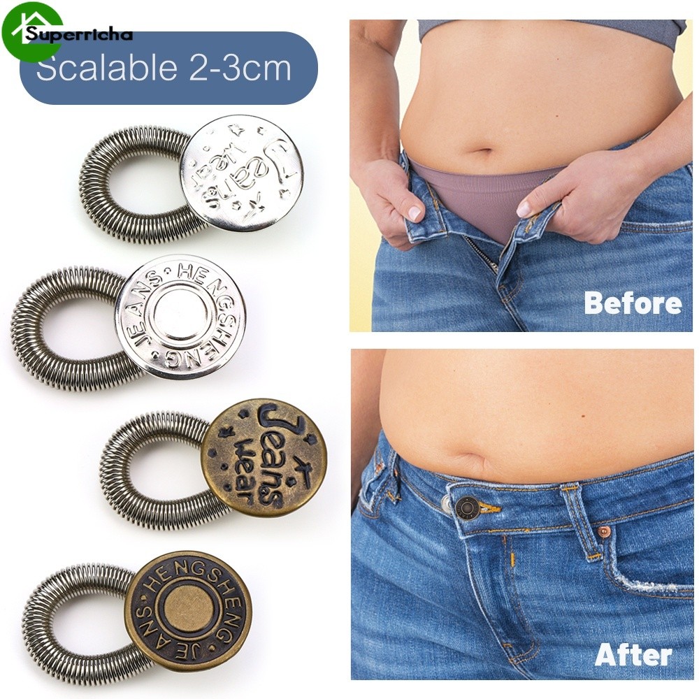 1 Pc Spring Button Extender for Pants Jeans Free Sewing Adjustable ...