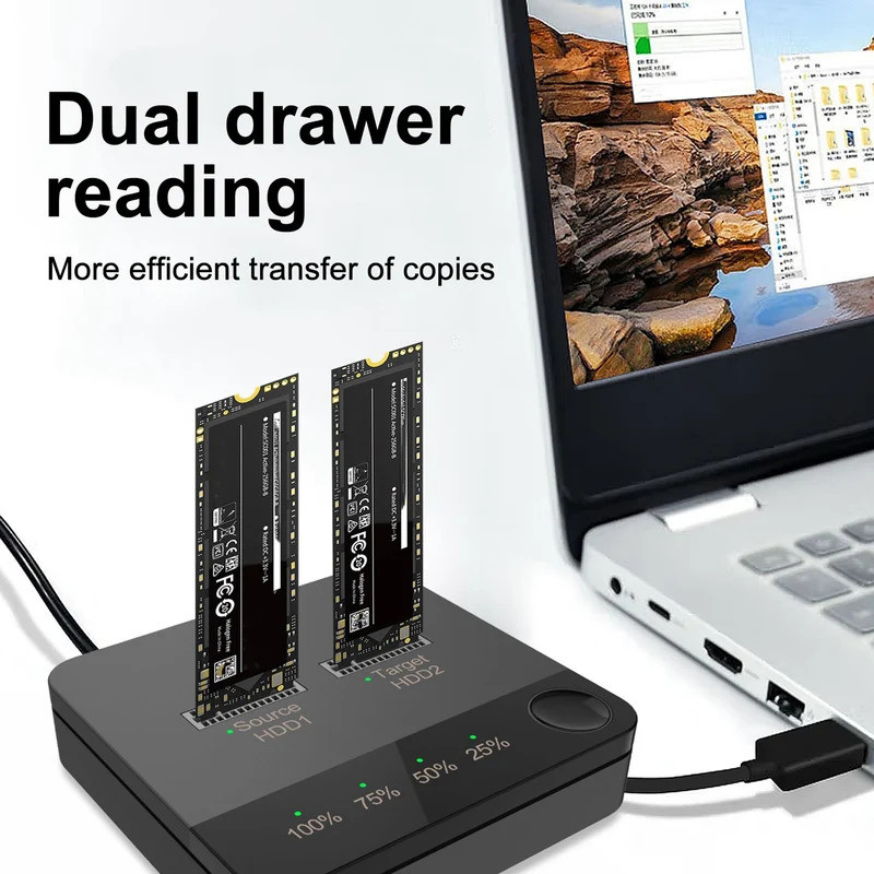 M.2 SSD Duplicator M.2 SATA SSD Docking Station Easy Offline Clone Dual ...