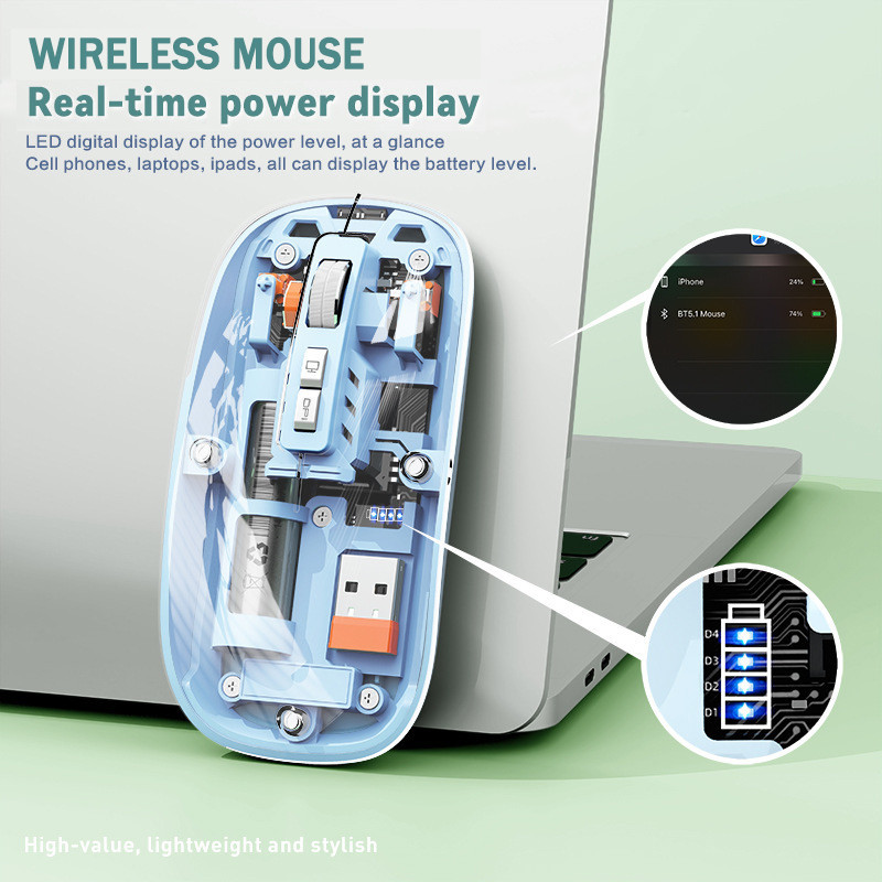 Nice RGB transparent mouse luminous wireless Bluetooth three-mode ...