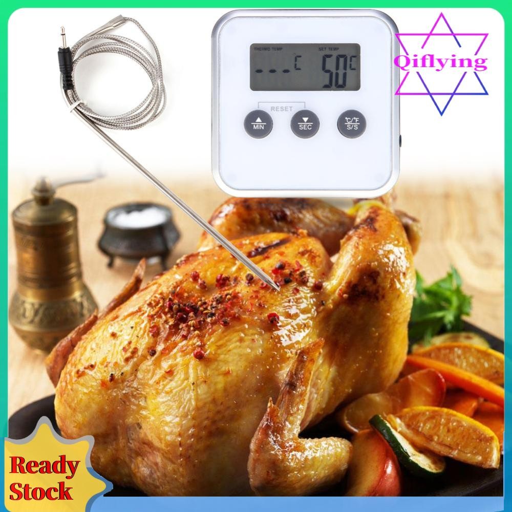 Digital Electronic Thermometer Timer Food Meat Temperature Meter Gauge ...