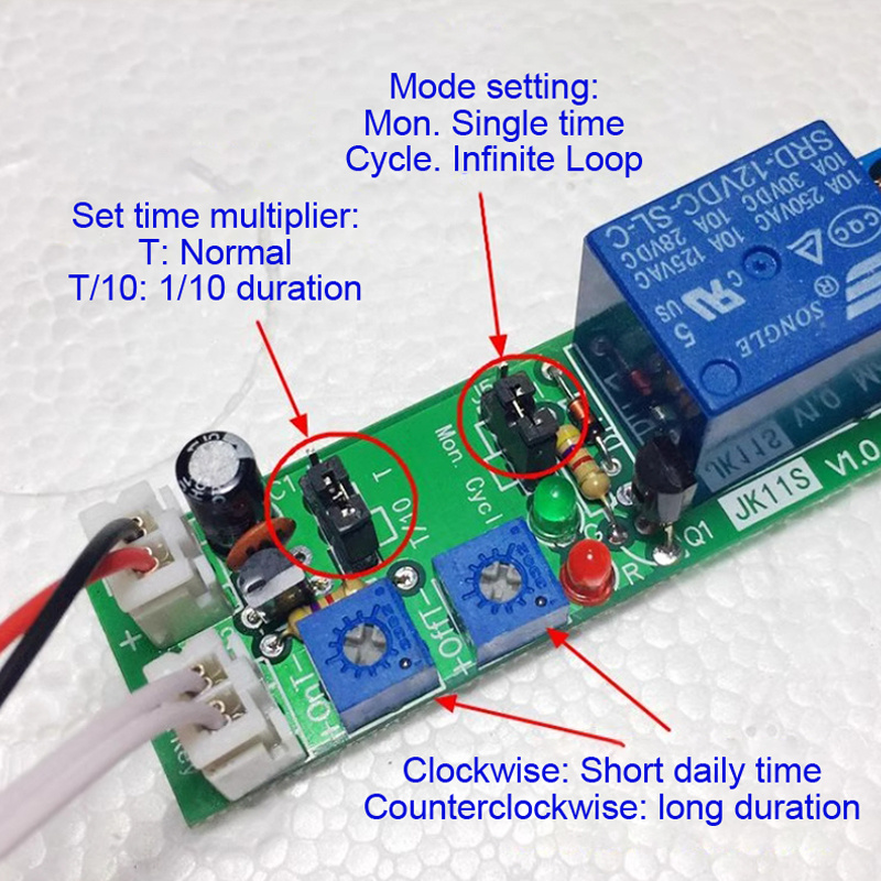 GUYU DC 5V 12V 24V Adjustable Cycle Timer Delay Relay Module Delay On