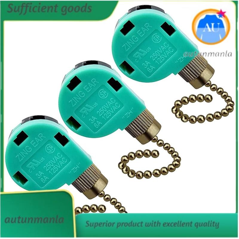 [autunmanla]3 Pack Ceiling Fan Switch 3 Speed 4 Wire Zing Ear ZE268S6