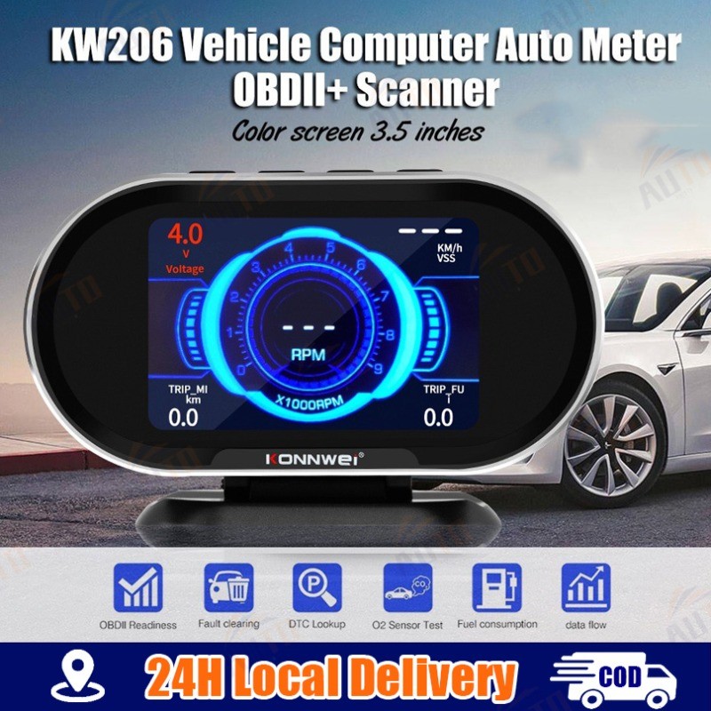 Konnwei KW206 Car OBD2 Scanner HUD Head Up Display Digital Fuel