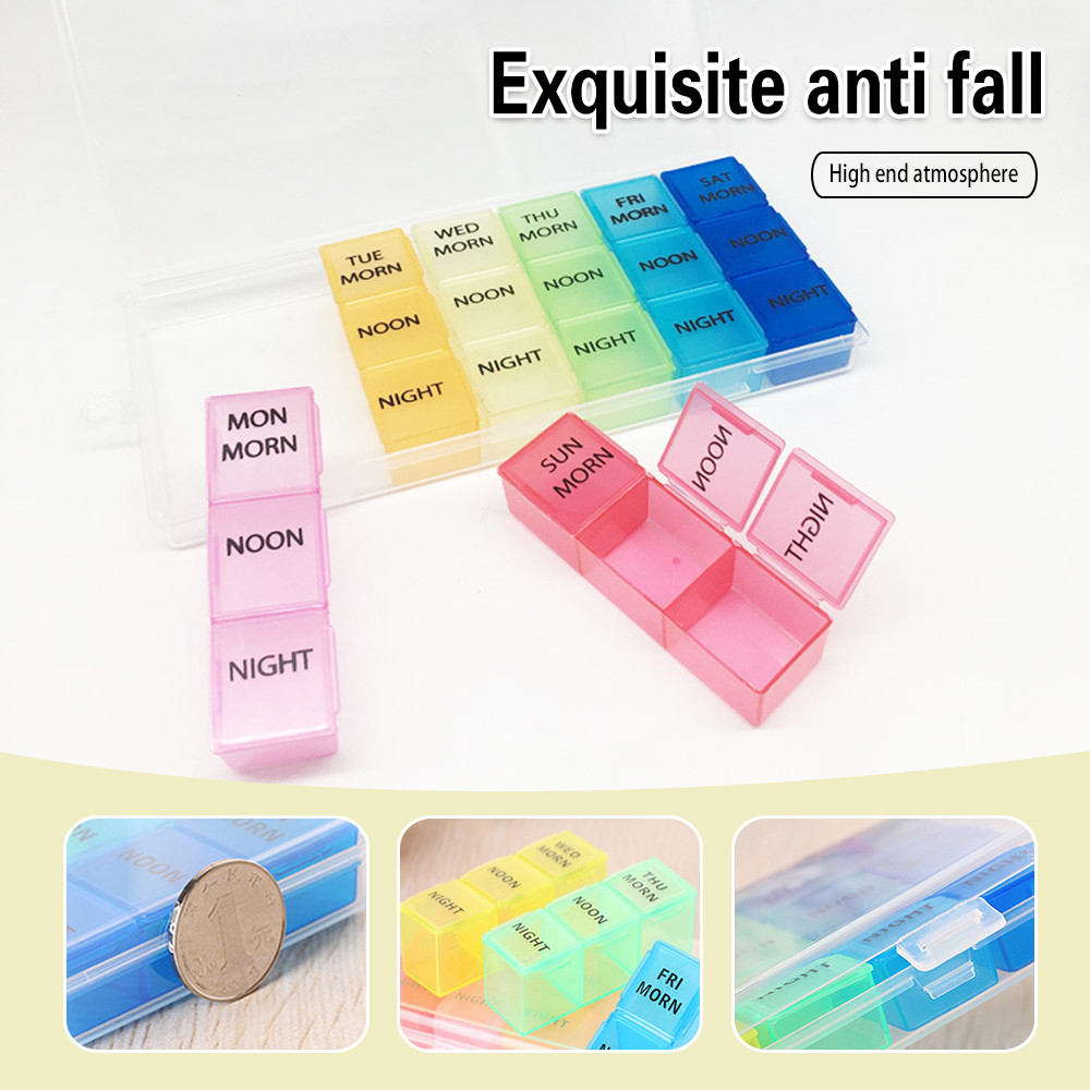 mini Colorful detachable 21 medicine box storage drug portable ...