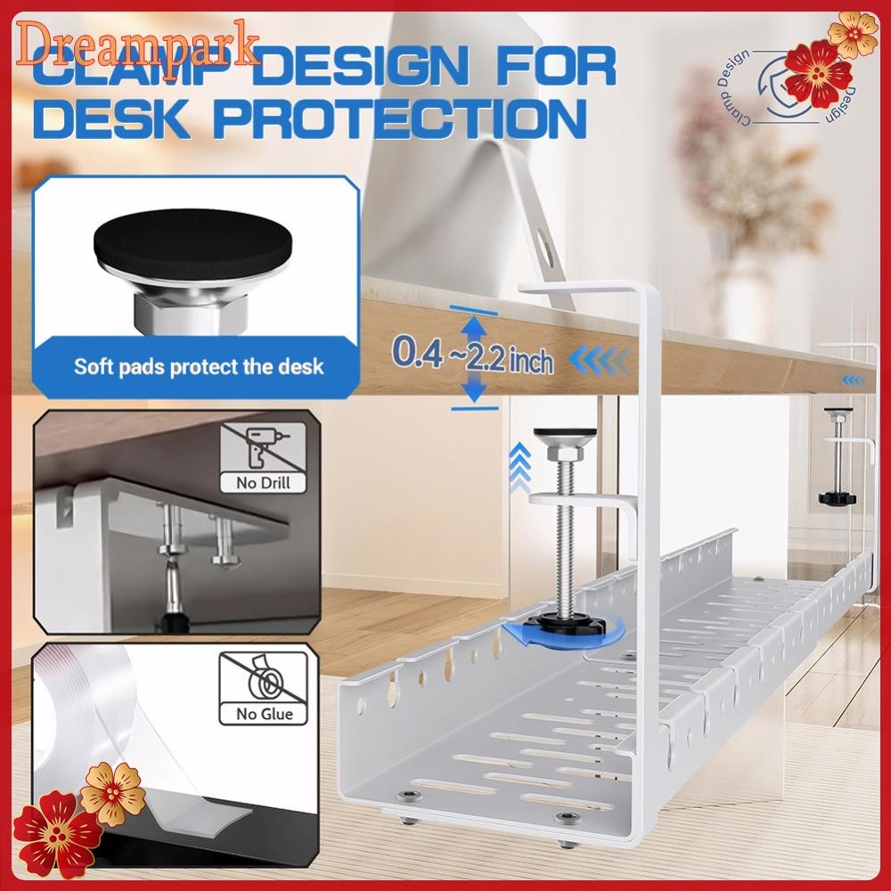 ☀DM Expandable Under Desk Cable Management Tray Heavy Duty Under Desk ...