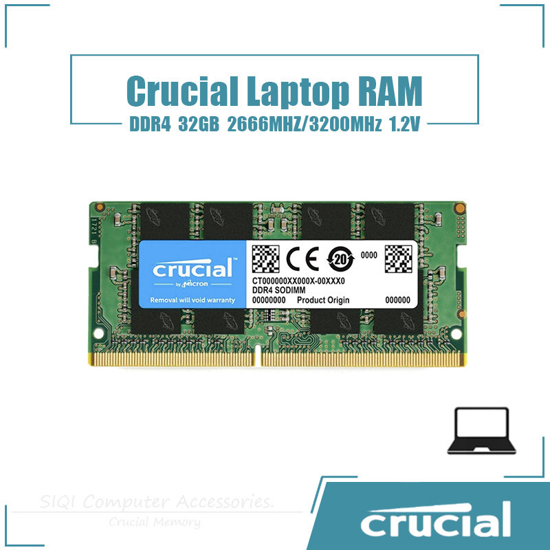 Crucial 32GB DDR4 2666MHz/3200MHz Laptop RAM 1.2V Extreme innovation ...