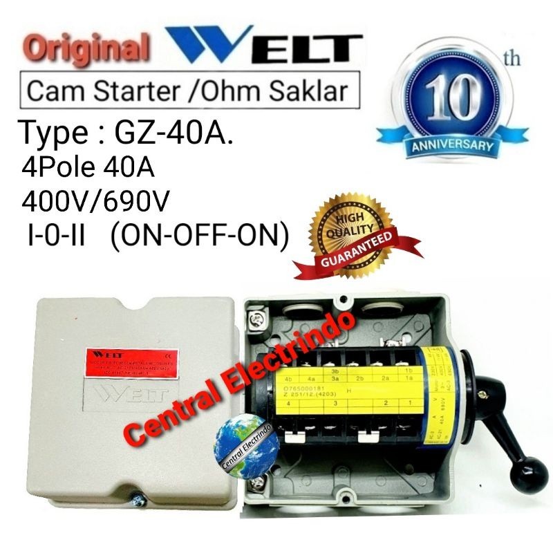 Cam Starter Ohm Switch 4P GZ-40A 8800Watt I-0-II (ON-OFF-ON) WELT ...