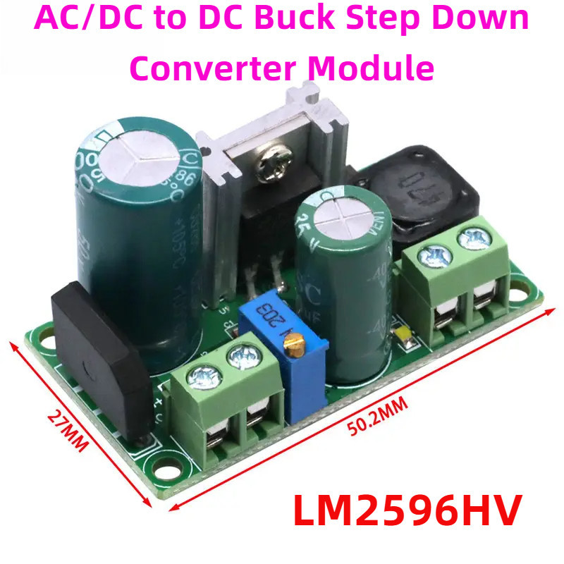 2Pcs LM2596HV Buck Converter Module - AC/DC To DC Step-Down Voltage Regulator 5-48V To 3.3-33V