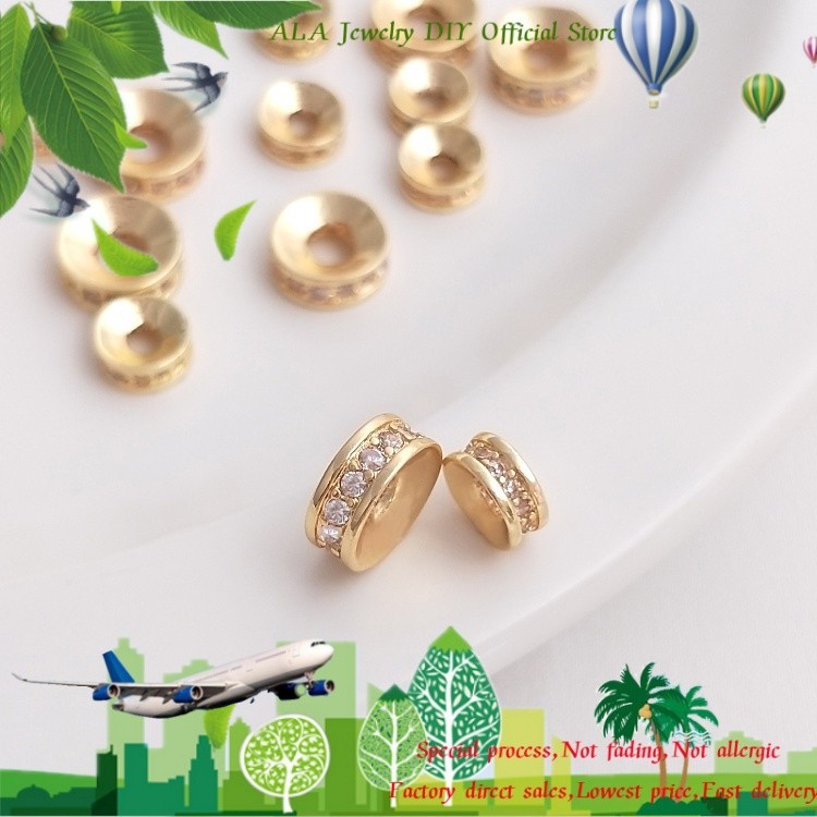DIY Jewelry Accessories Color Retention 14K Gold Plated Zircon Concave Hollow Bead Spacer Bracelet Necklace Spacer Beads Accessories DIY Ornament Beads Accessories Material Beads Round beads Shopee Ph...