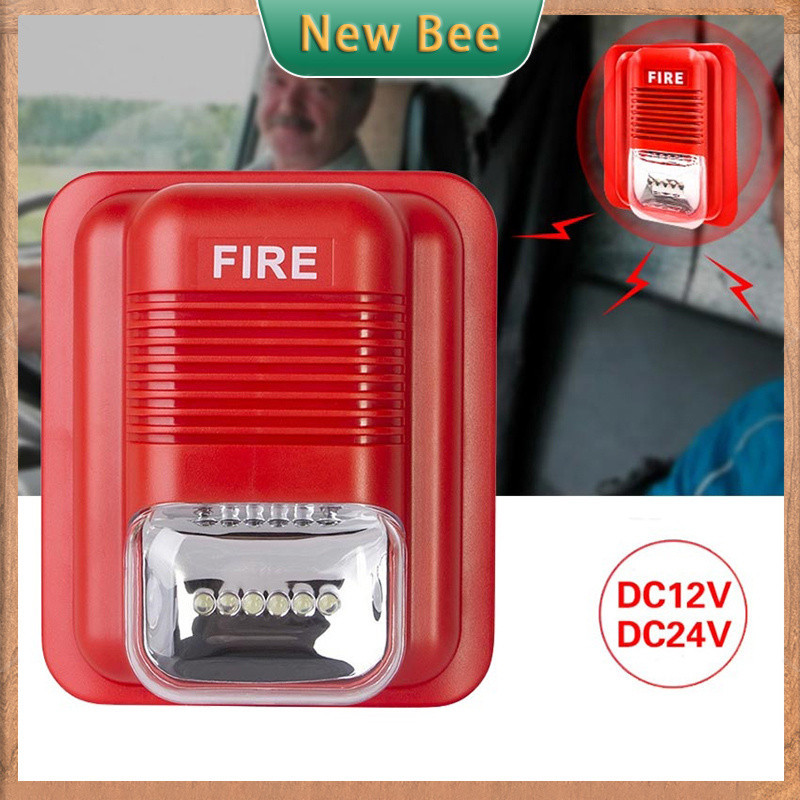 Sound & Light Fire Alarm Siren Sensor System Strobe Horn Smoke Alert ...