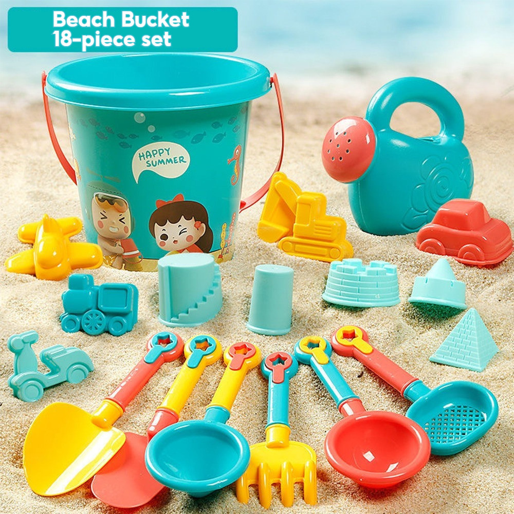 18pcs Beach Toys Set Sand Box Toys For Kids Outdoor Fun Engineering  Vehicle, Shovel More