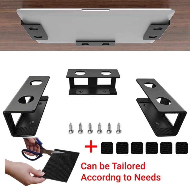 Metal Under Desk Table Laptop Storage Holder Stand Mount Bracket with ...