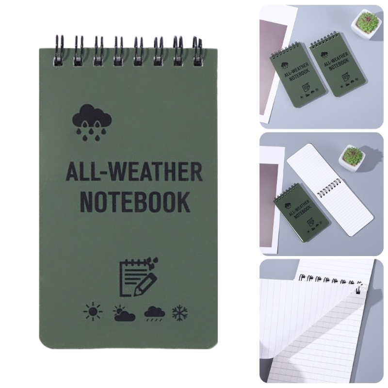 Alilin Waterproof Pocket Notebook All Weather Spirals Notepad Field ...