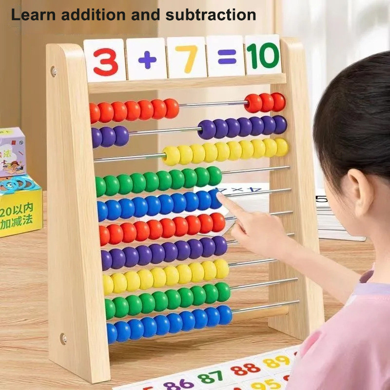 Warm Wooden Counting Toy Abacus Montessori Education Math Toy Children ...