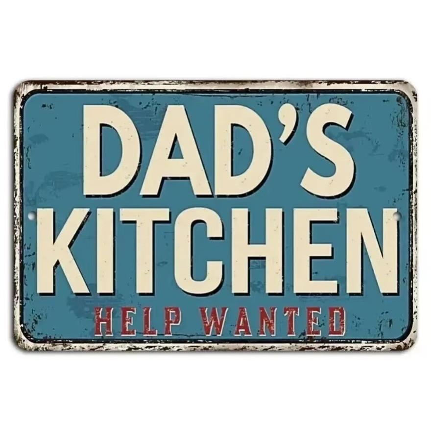 2D CulinaryDadCo Help Wanted Sign - Dad's Kitchen, Blue Rustic, Perfect ...