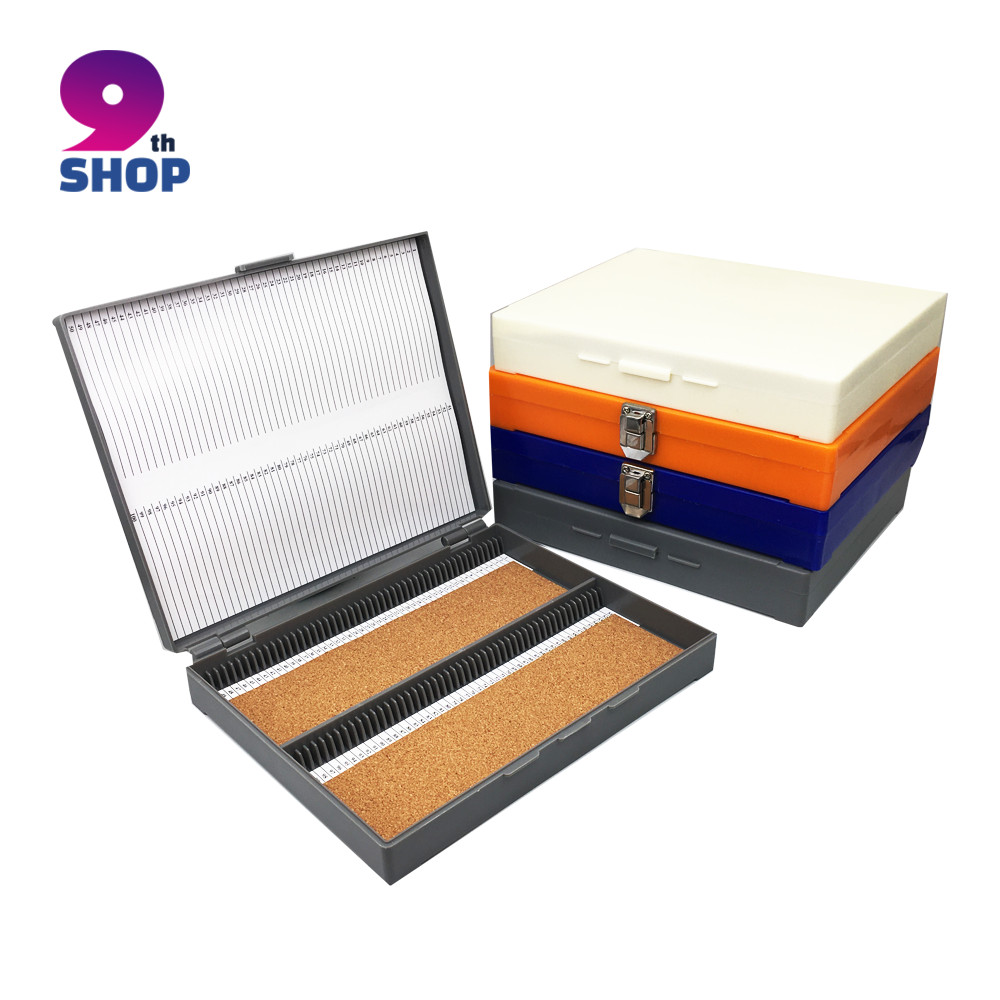 COD-Microscope Slides Box 100 Places Slide Case Metal Buckle Plastic ...