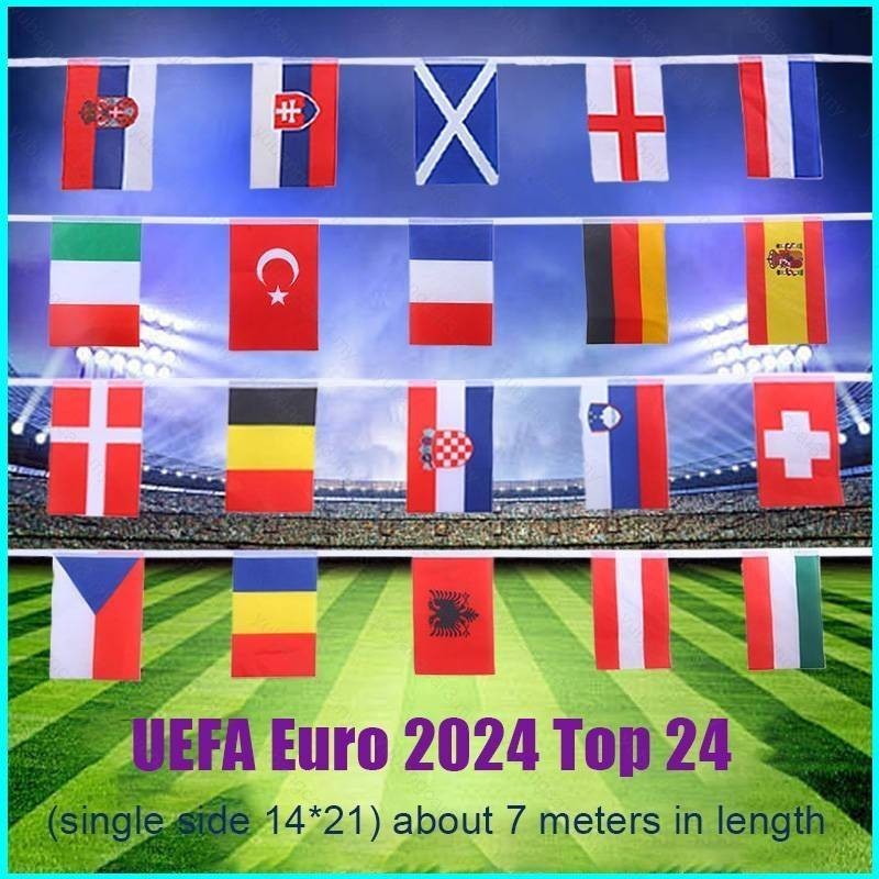 B3Y UEFA Euro 2024 Top 24 countries string flags football Portugal ...