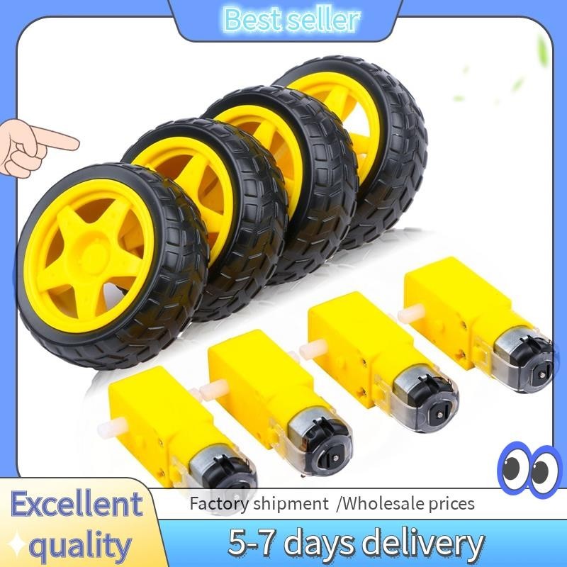 4PCS DC Electric Motor + Plastic TT Motor Tire Wheel Dual Shaft Gear ...