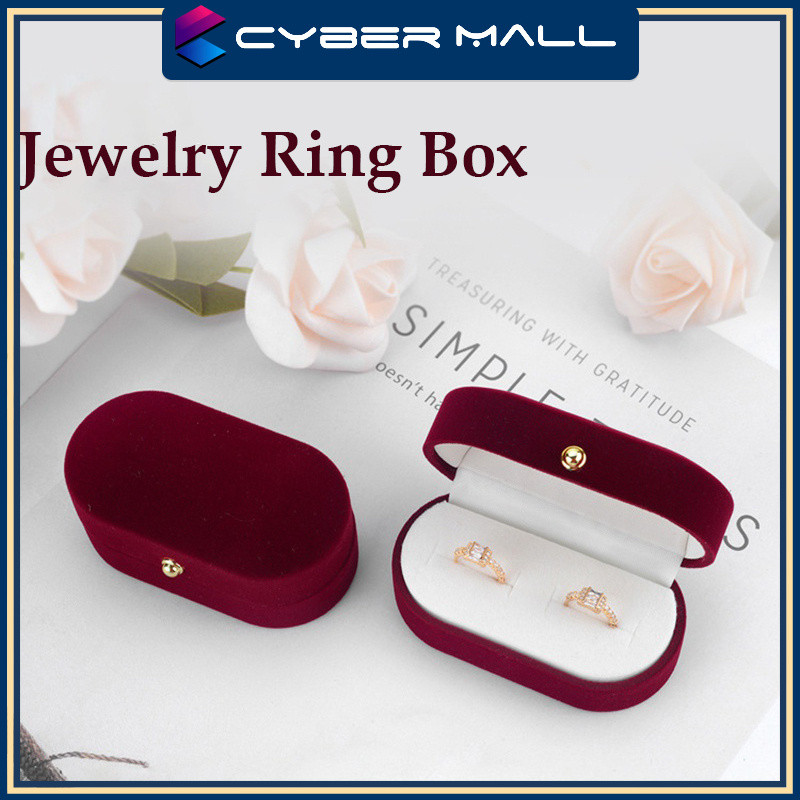 Wedding Rings Box Double Slot Ring Box Velvet Rings Earrings Box ...