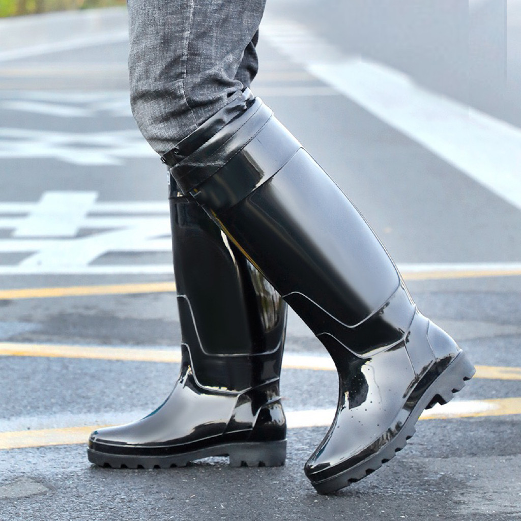 Black shiny rain boots online