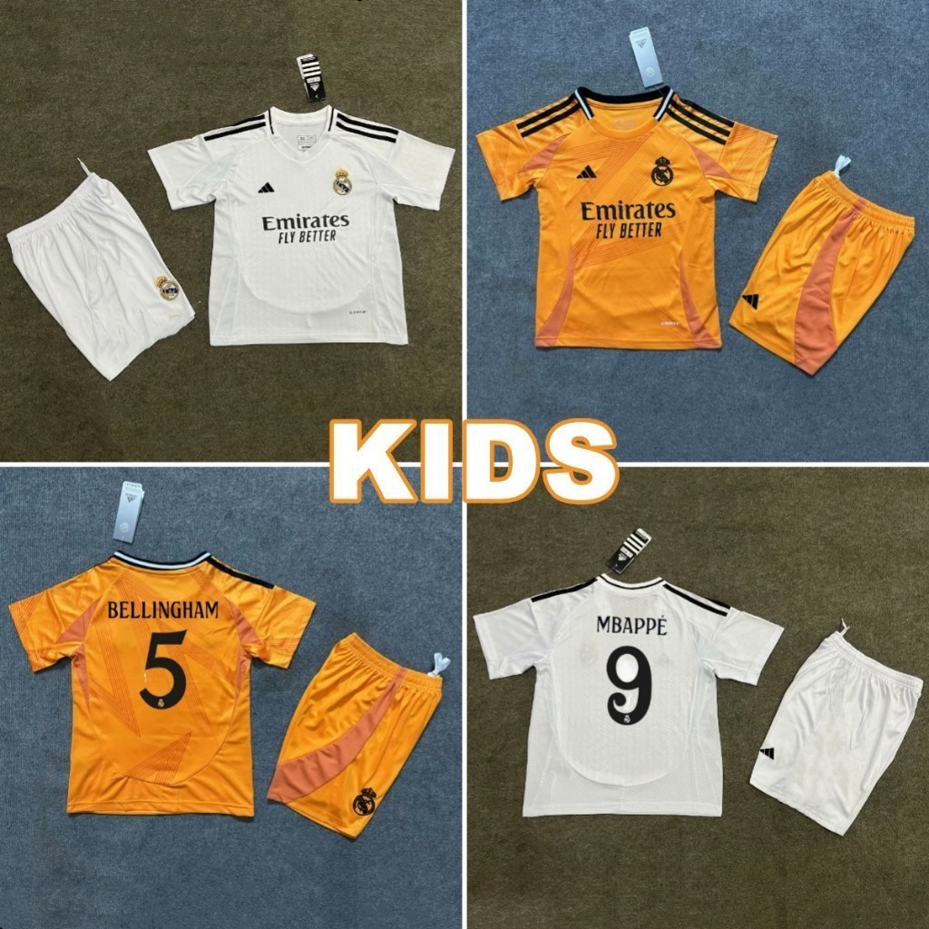 24/25 Real Madrids Home Away 3rd children's football jersey set 2024