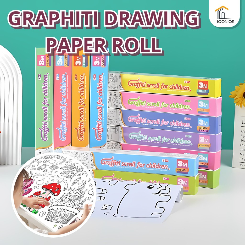3M Children's graffiti scroll coloring book painting paper Kids ...