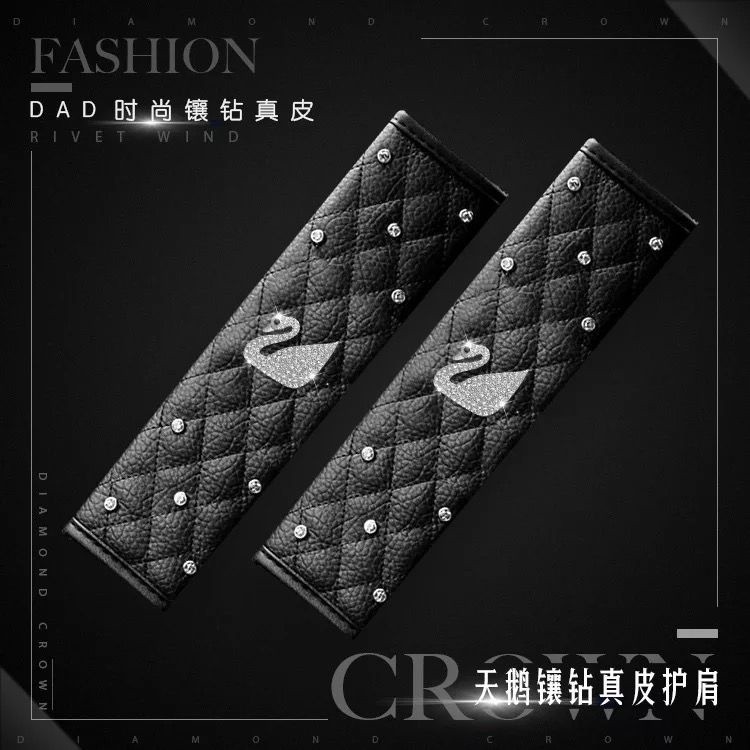 Car Seat Belt Shoulder Pads Luxury Crown Swan Diamond Design HighEnd