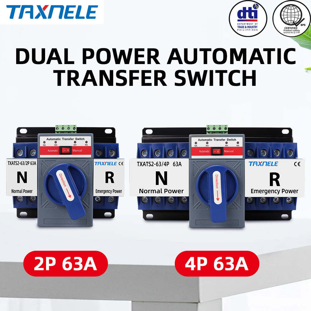 2P 4P 63A 230V MCB type Dual Power Automatic transfer switch ATS Backup ...