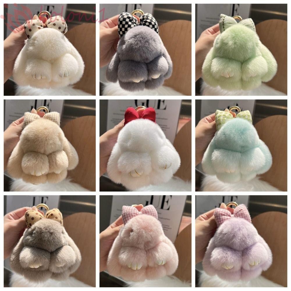 [COD] Rabbit Fur Keychain, Hair Bow Pompoms Bunny Keychain, Fashion ...