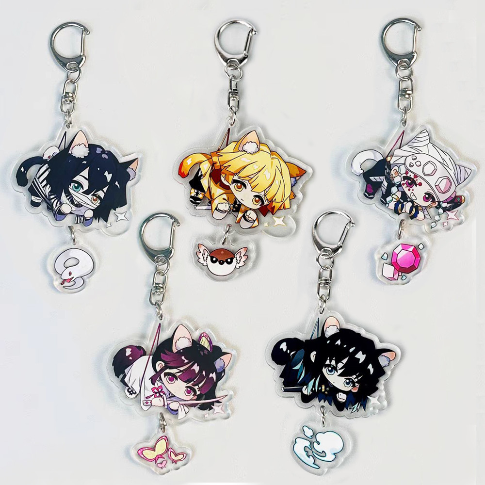 Cartoon Demon Slayer Acrylic Keychains Cute Double Sides Anime ...