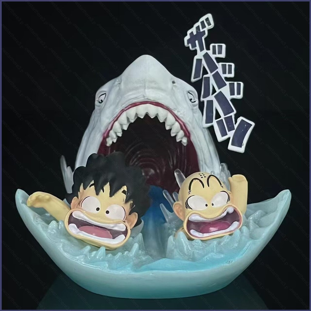 YE Dragon Ball Action Figure krillin and Son Goku ashram Shark attack ...