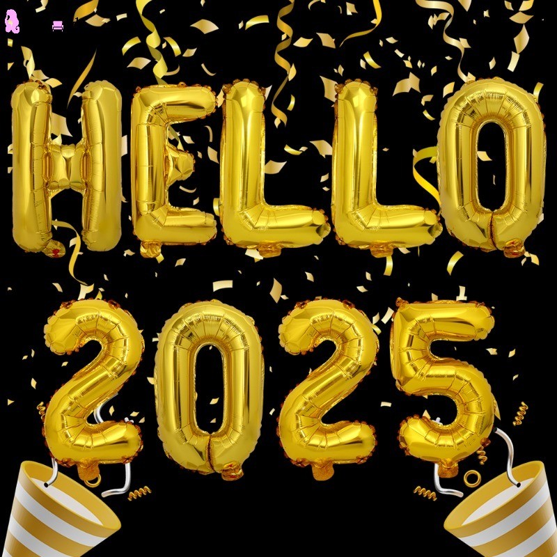 2025 Happy New Year Party Decorations Set, Include Black and Gold
