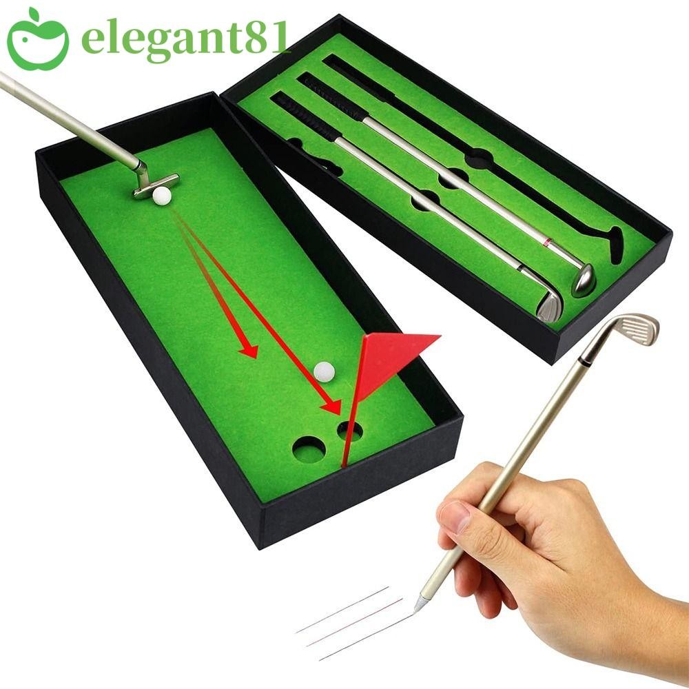 ELEGANT81 Golf Club Pen with Balls and Flag Golf Lover Unique Desktop