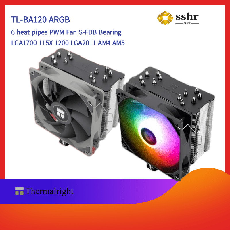 Thermalright BA120 ARGB CPU Air-Cooled Cooler 6 AGHP Heatpipe Radiator ...