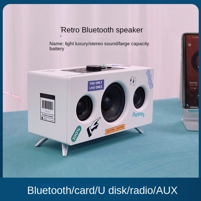 Creative Retro Bluetooth Speaker with Radio Card Stereo 2.1 Channel ...