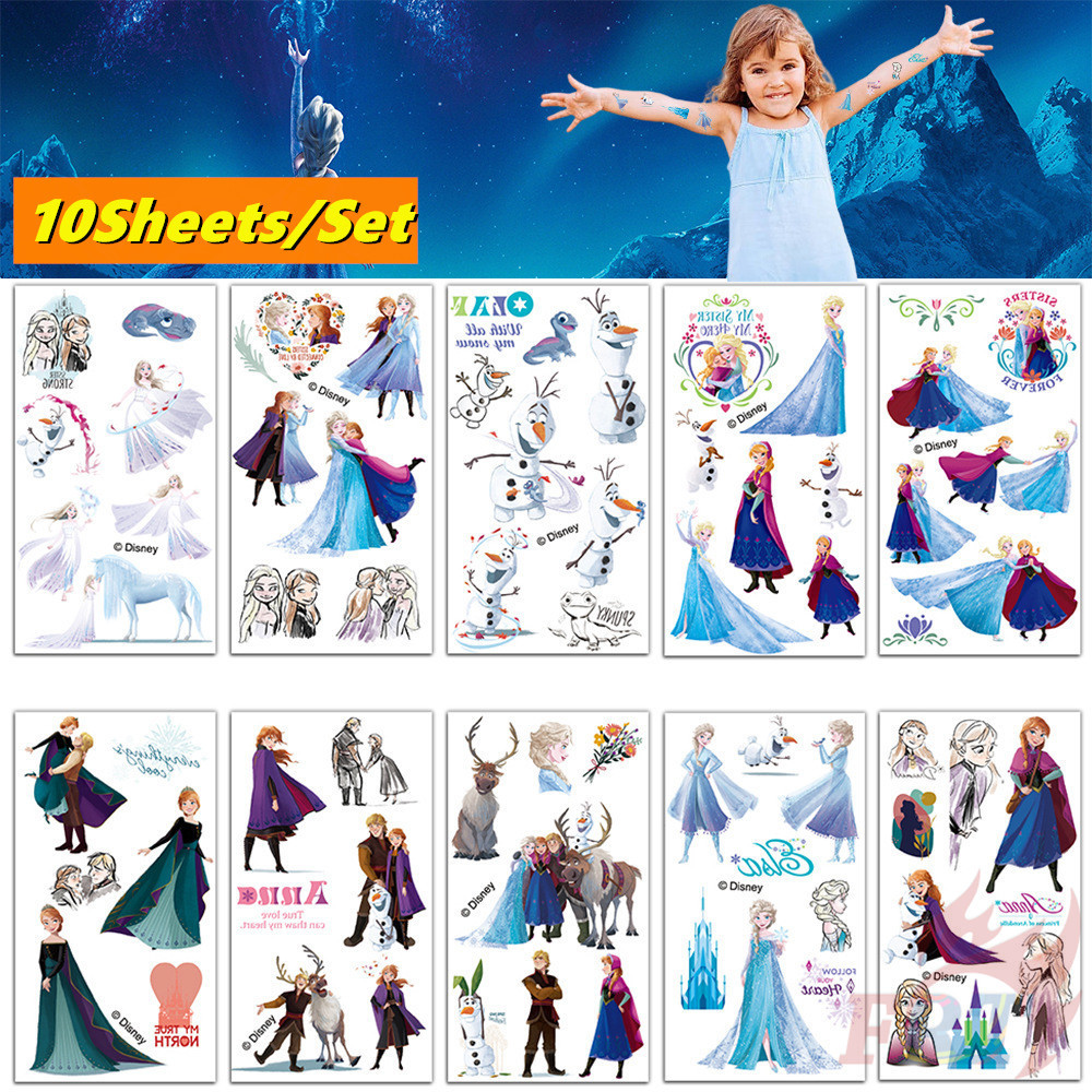 10Sheets/Set Disney Princess . Anna / Elsa Frozen Temporary Tattoo