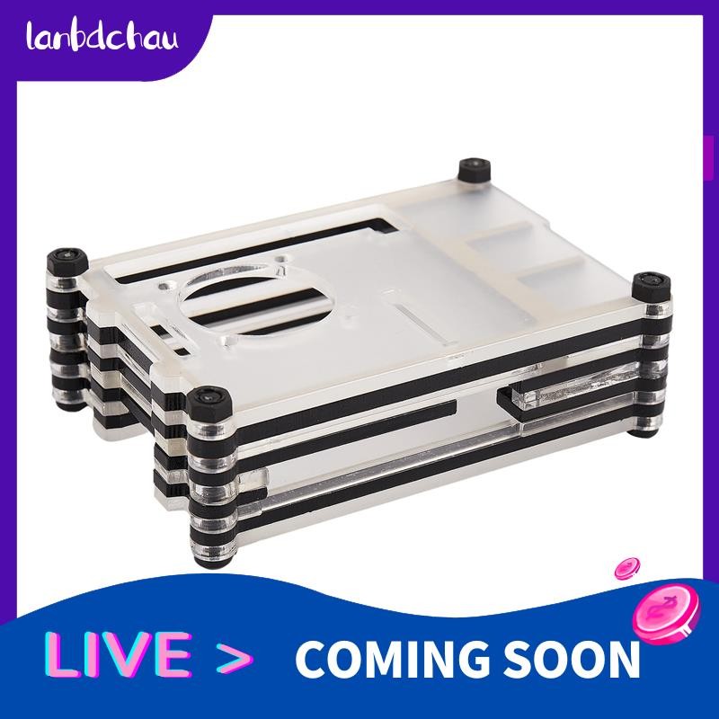 Acrylic Transparent / Clear & Black Case Cover for Raspberry Pi 4 Model ...