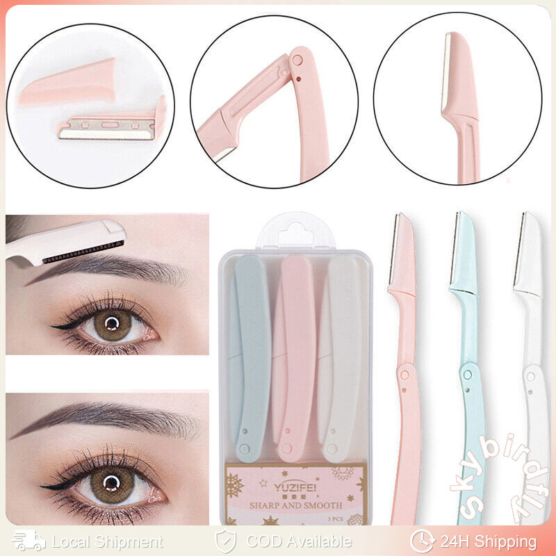 3Pcs Set Portable Foldable Eyebrow Portable Trimmer Eyebrow Blades ...