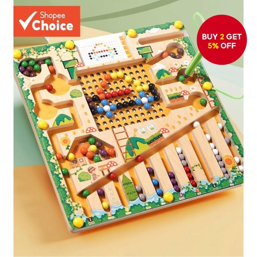 Wooden Magnetic Color and Number Maze Board,,Montessori Fine Motor ...