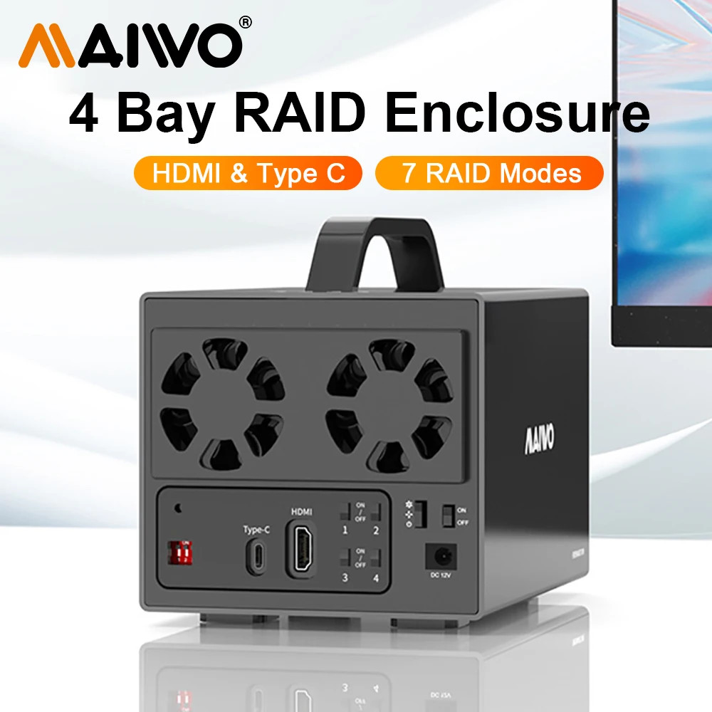 MAIWO 4 Bay RAID External Hard Drive Enclosure with HDMI Port 3.5 ...